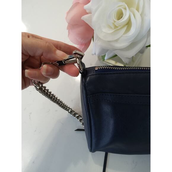 Rebecca Minkoff Navy leather Pebbled Mini M.A.C. Crossbody Silver hardware Regal - Picture 11 of 11